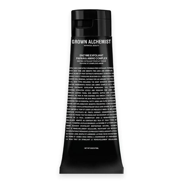Schwarze Tube Grown Alchemist Enzyme Exfoliant Papain & Amino Complex, 75 ml, auf weißem Hintergrund.