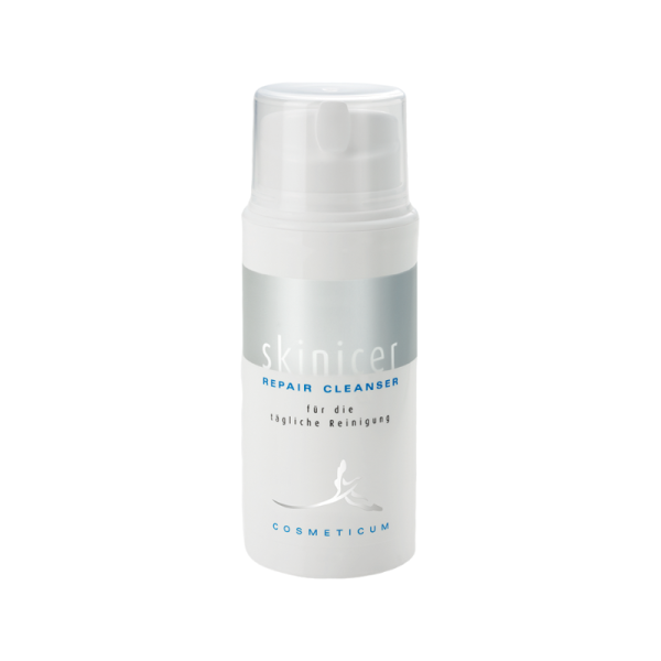 OCEANPHARMA SKINICER REPAIR CLEANSER für die tägliche Reinigung in weißer Flasche mit blauem Etikett.