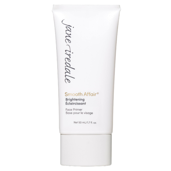 Jane Iredale Smooth Affair Brightening Primer, 50 ml, weißer Behälter mit schwarzer Schrift.