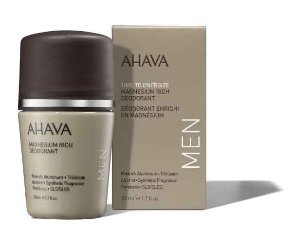 AHAVA Magnesium Rich Deodorant für Männer, 50 ml, alkoholfrei, ohne Aluminium, Parabene und synthetische Duftstoffe.