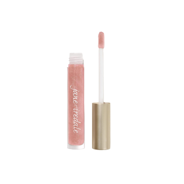 HydroPure Hyaluronic Lip Gloss in Pink Glace von Jane Iredale, geöffnete Tube mit Applikator.