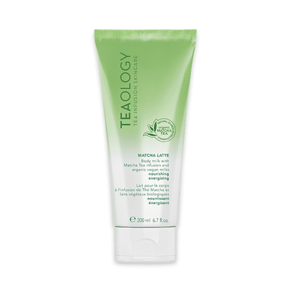 Grüne Tube mit Matcha Latte Körpermilch von Teaology, 200 ml.
