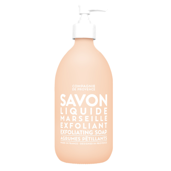 Flasche mit Exfoliating Liquid Soap Marseille, 300ml, von Compagnie de Provence.
