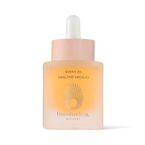 Flasche Omorovicza Queen Oil Gesichtsöl mit Pipette, 30 ml, auf weißem Hintergrund.