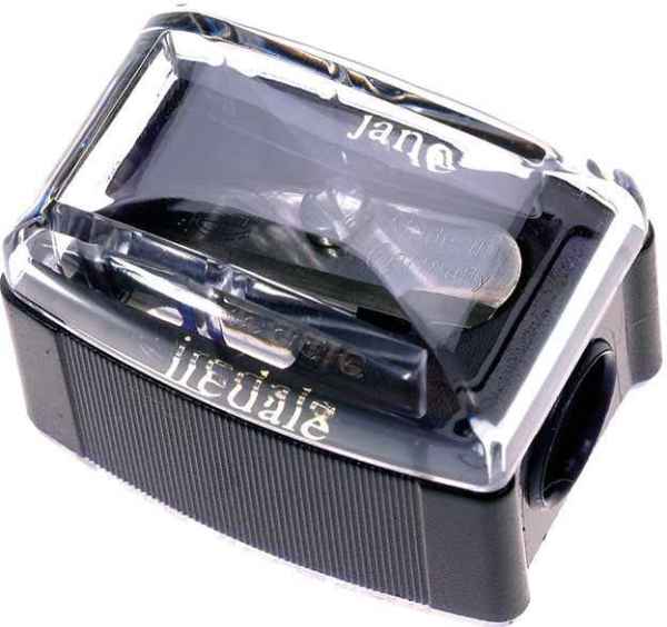 Jane Iredale Anspitzer für Kosmetikstifte, schwarz, mit transparentem Deckel.