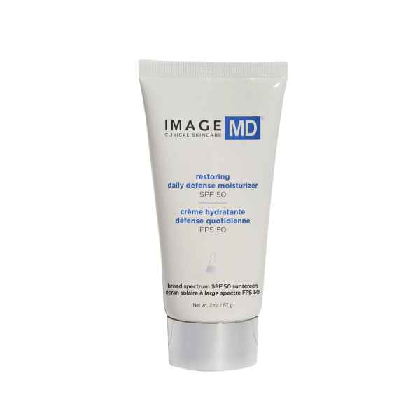 IMAGE MD Restoring Daily Defense Moisturizer SPF 50, 57g Tube, weißer Hintergrund