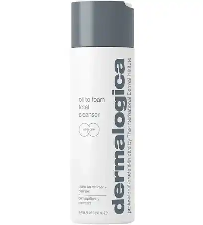 Dermalogica Öl-zu-Schaum Total Cleanser, 250 ml, Make-up-Entferner und Reiniger, graue und weiße Flasche.