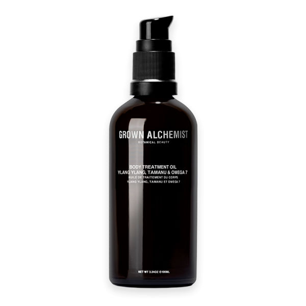Grown Alchemist Body Treatment Oil 100 ml Flasche mit schwarzem Pumpspender.
