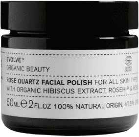 Evolve Organic Beauty Rose Quartz Facial Polish, 60ml, für alle Hauttypen, mit Hibiskus-Extrakt, Hagebutte und Pfirsich.