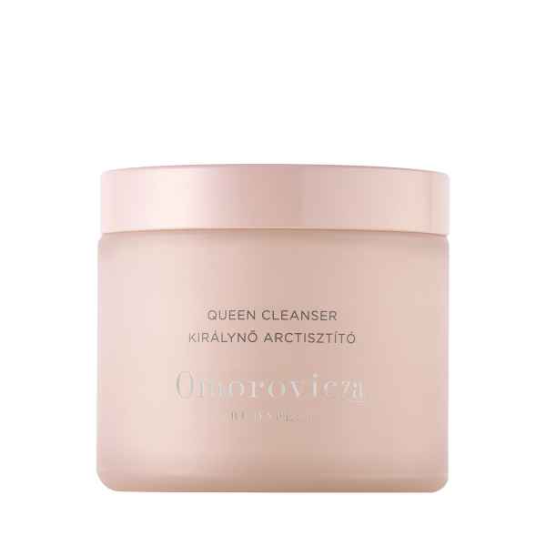 Ein Glasbehälter mit der Aufschrift 'Queen Cleanser' von Omorovicza.