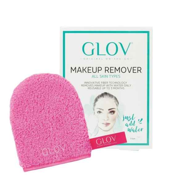 GLOV Make-up Entferner für alle Hauttypen, rosa Handschuh und Verpackung, entfernt Make-up nur mit Wasser, wiederverwendbar bis zu 3 Monate.