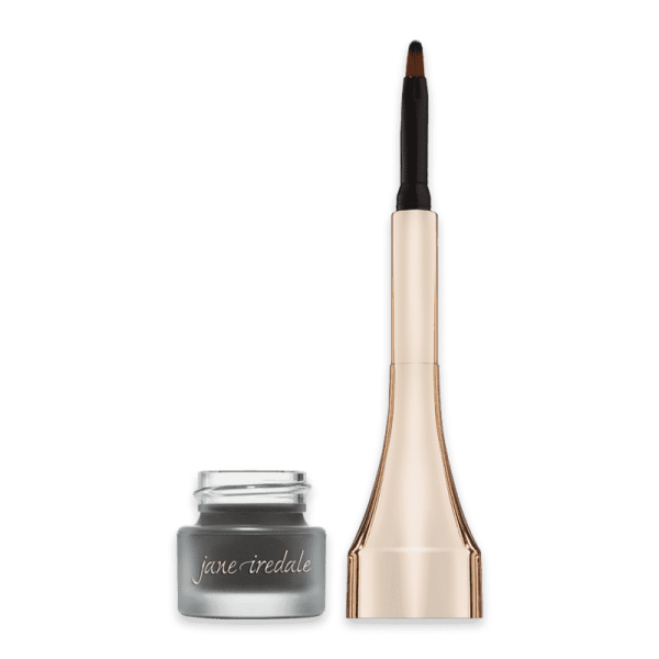 Jane Iredale Mystikol Smoky Quartz Eyeliner mit Pinsel, goldener Griff, graue Creme.