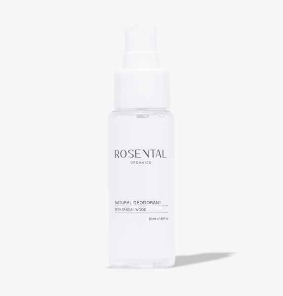 Flasche Rosental Organics Natural Deodorant mit Sandelholz, 50 ml, auf weißem Hintergrund.