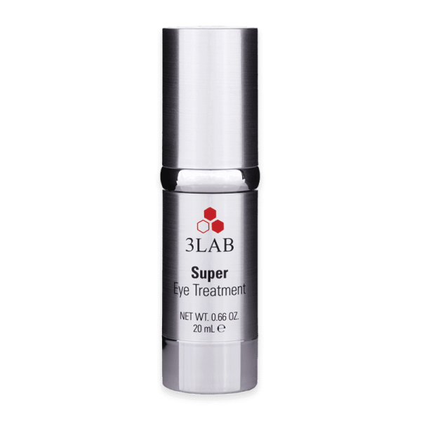 3LAB Super Eye Treatment, 20 ml, silberne Flasche mit rotem Logo und schwarzem Text.