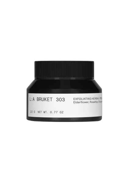 Ein Glas L:A Bruket 303 Exfoliating Herbal Peel mit Holunderblüte, Hagebutte und Enzymen, 22 g.