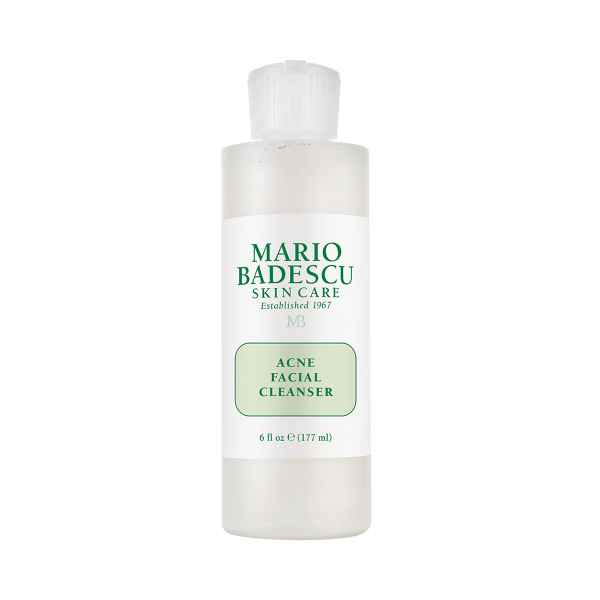 Flasche Mario Badescu Acne Facial Cleanser, 177 ml, auf weißem Hintergrund.