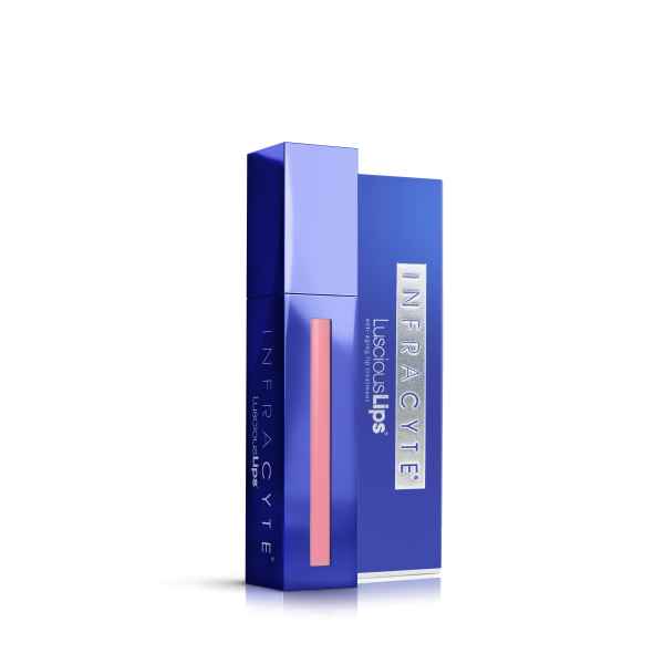 INFRACYTE Luscious Lips Lippenpflege in blauer Verpackung mit rosa Applikator.
