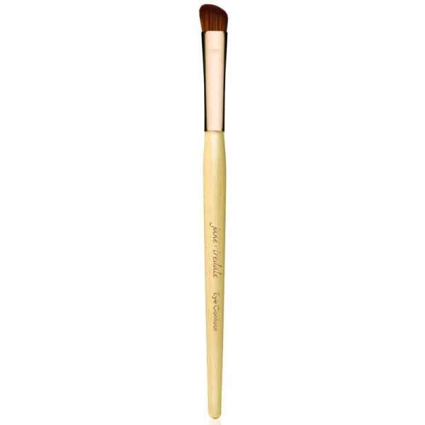 Jane Iredale Eye Contour Pinsel mit goldenem Griff und braunen Borsten.
