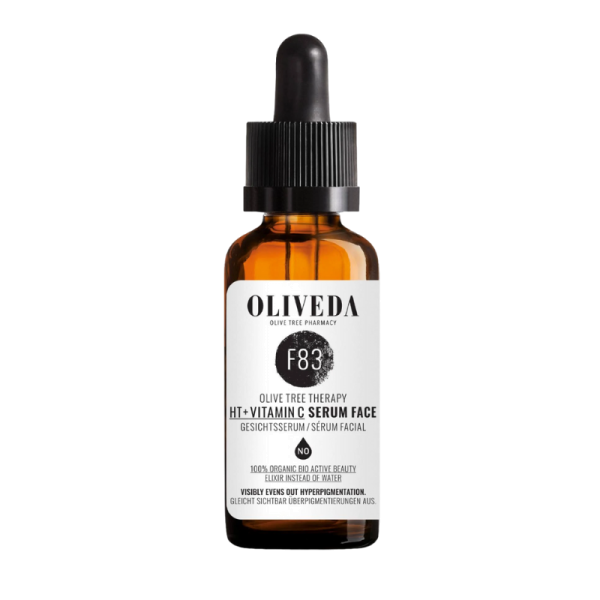 OLIVEDA F83 HT-Vitamin C Gesichtserum in brauner Flasche mit Pipette, 30 ml.