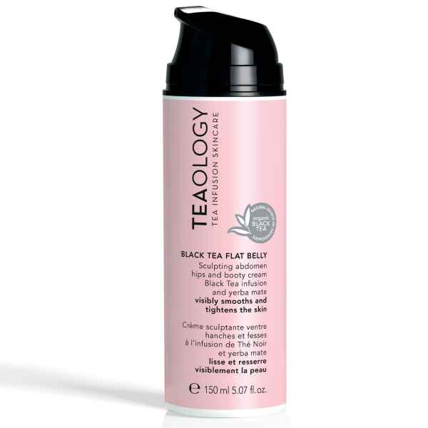 TEAOLOGY Black Tea Flat Belly Cream, 150 ml, zur Straffung und Glättung von Bauch und Hüften.