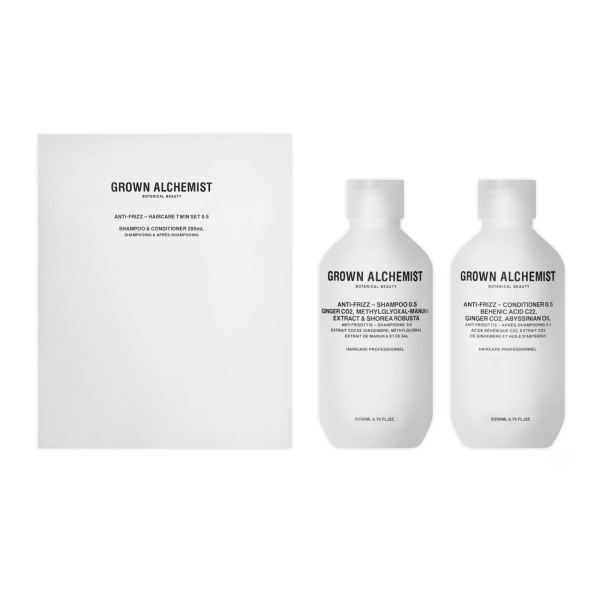 Grown Alchemist Anti-Frizz Haarpflege-Set: Shampoo und Conditioner, 200 ml, mit Verpackung.