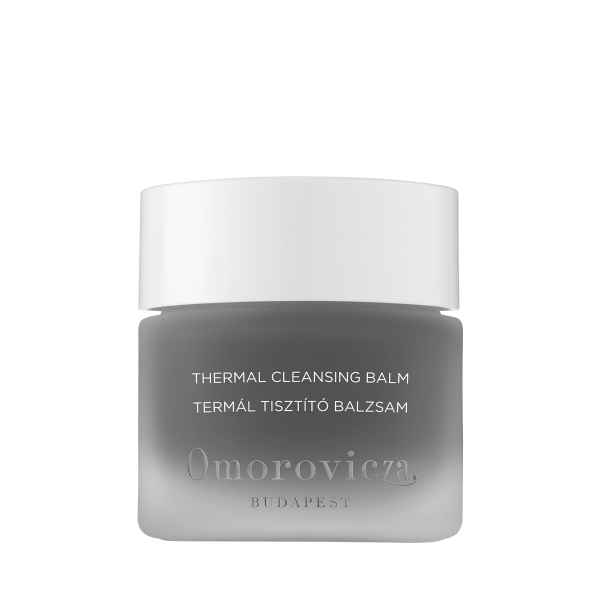 Ein Glas mit Omorovicza Thermal Cleansing Balm, ungarische und englische Beschriftung auf dem Etikett.