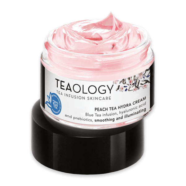 Peach Tea Hydra Cream von Teaology, eine feuchtigkeitsspendende und aufhellende Gesichtscreme mit Blauem Tee und Hyaluronsäure.