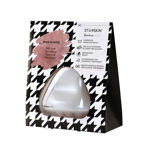 Produktbild des Starskin SkinIron Body mit Verpackung, die Eigenschaften wie Selbstliebe, Vertrauen und Freundschaft hervorhebt.