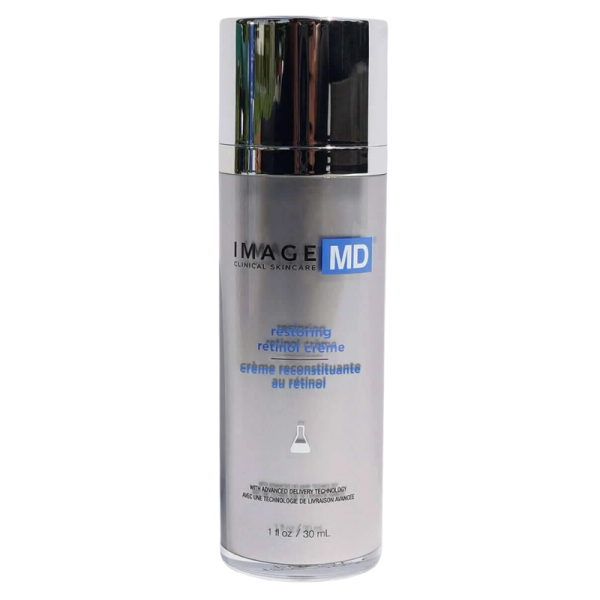 IMAGE MD Restoring Retinol Creme, silberne Flasche, 30 ml, klinische Hautpflege.