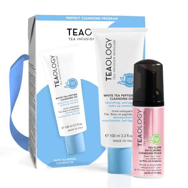 TEAOLOGY KIT - White tea peptide cleansing oil + tea glow foam*