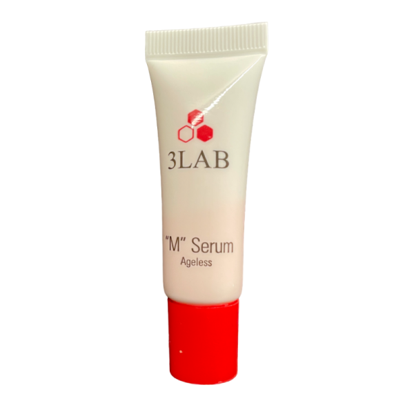 3LAB M Serum Ageless Luxus Sample in weißer Tube mit rotem Deckel.