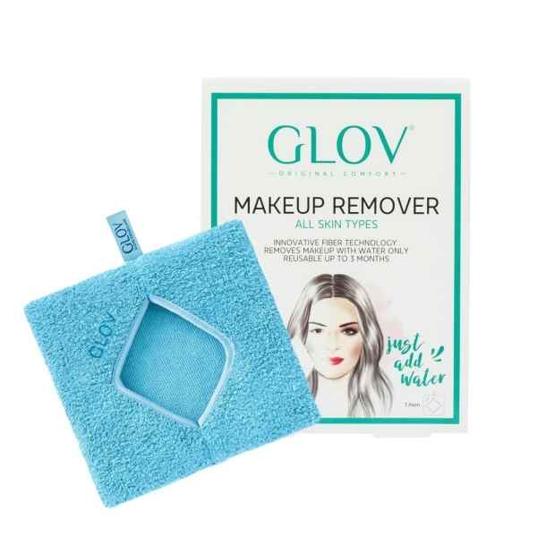 GLOV Make-up Entferner für alle Hauttypen, blaues Tuch und Verpackung, entfernt Make-up mit Wasser, wiederverwendbar bis zu 3 Monate.