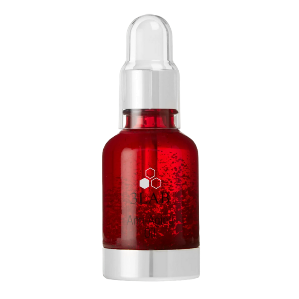 3LAB Anti-Aging Öl in roter Flasche mit Pipette.