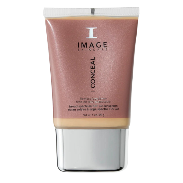 Bild von I CONCEAL Flawless Foundation von IMAGE Skincare in einer rosa Tube mit silbernem Deckel.