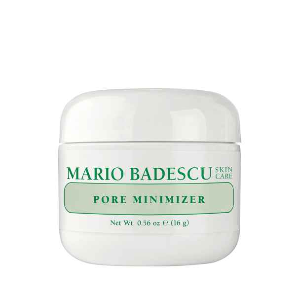 Weißer Tiegel mit grünem Aufdruck "Mario Badescu Skin Care Pore Minimizer", 16g.