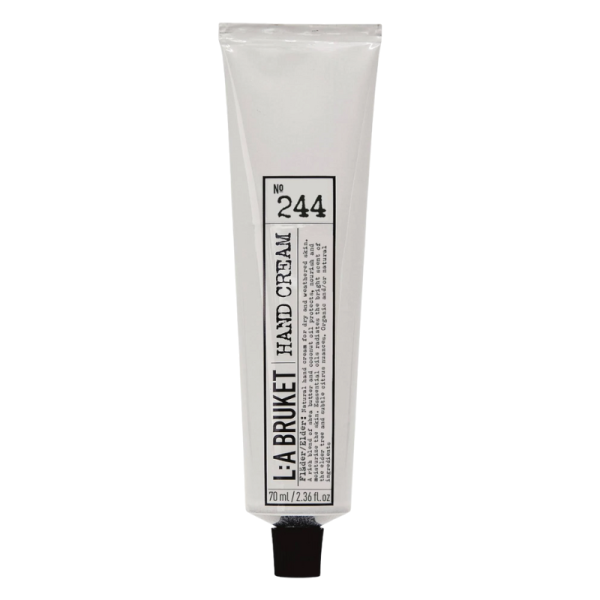 L:A Bruket No. 244 Handcreme, 70 ml Tube, weiße Verpackung mit schwarzem Text.