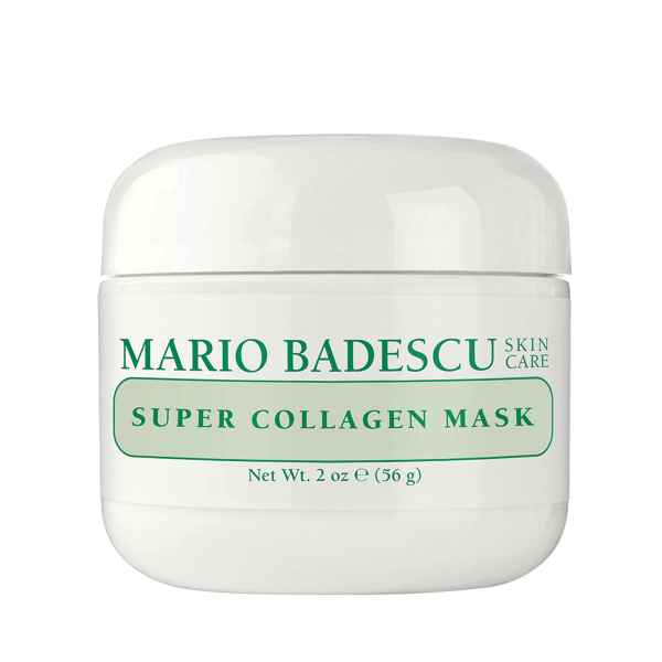 Mario Badescu Super Collagen Mask, 56g, weiße Dose mit grünem Text.