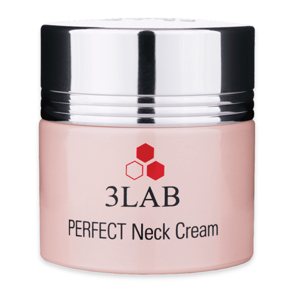 3LAB Perfect Neck Cream in rosa Dose mit schwarzem Deckel und rotem Logo.
