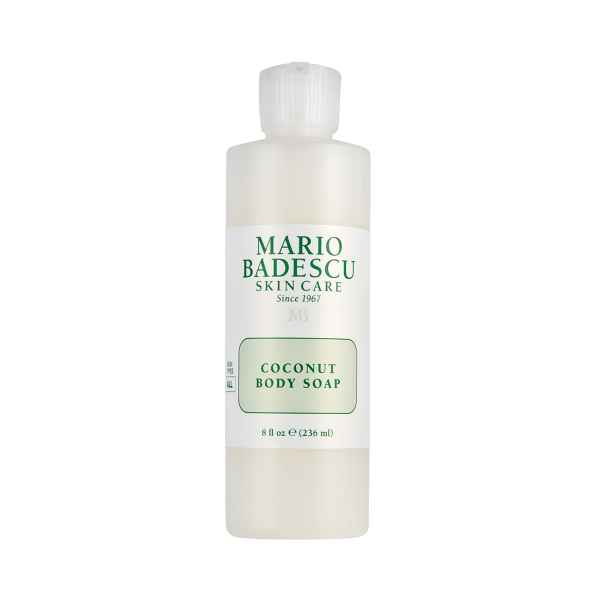 Flasche Mario Badescu Coconut Body Soap, 236 ml, auf weißem Hintergrund.