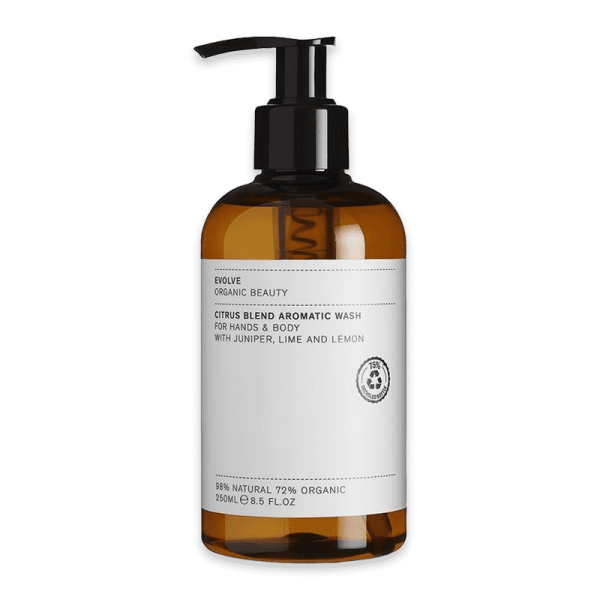 Evolve Organic Beauty Citrus Blend Aromatic Wash für Hände und Körper, 250ml, mit Wacholder, Limette und Zitrone.