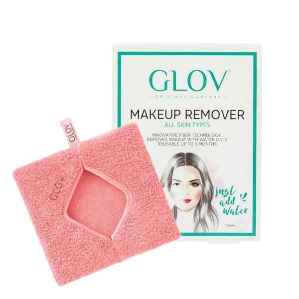 GLOV Makeup Remover für alle Hauttypen, rosa Tuch und Verpackung mit Anleitung, entfernt Make-up nur mit Wasser, wiederverwendbar bis zu 3 Monate.