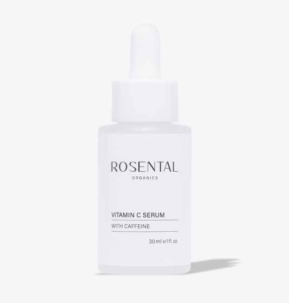 Flasche Rosental Organics Vitamin C Serum mit Koffein, 30 ml, weißer Hintergrund.