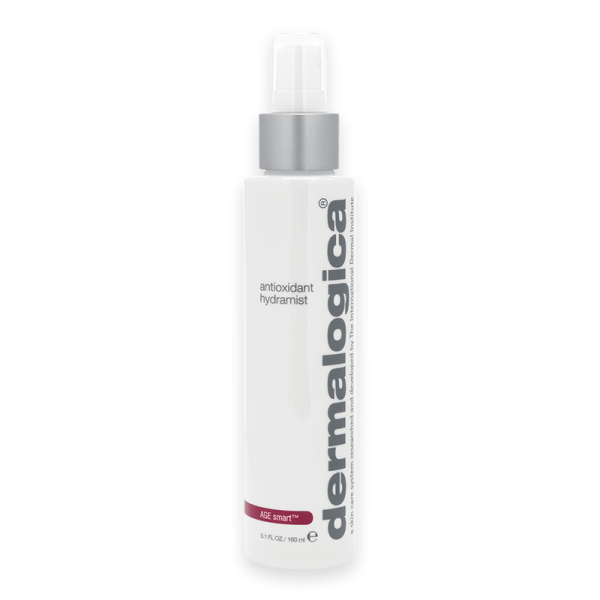 Dermalogica Antioxidant Hydramist 150ml Flasche mit Sprühkopf, weißes Design mit grauem und rotem Etikett.