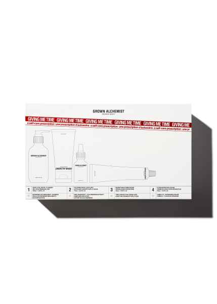 Grown Alchemist 'Giving Me Time' Produktverpackung mit Schatten.